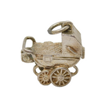 Sterling Silver Opening Pram With Baby Inside Charm Pendant Vintage c1970