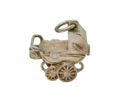 Sterling Silver Opening Pram With Baby Inside Charm Pendant Vintage c1970