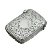 Victorian Sterling Silver Floral Pattern Vesta Case Antique 1899 Birmingham