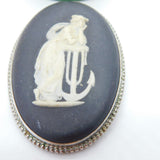 Sterling Silver Mounted Wedgwood Jasperware Aphrodite with Anchor Brooch Vintage