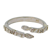 Sterling Silver Paste Set Cross Over Split Band Dress Ring Vintage c1970 Size O