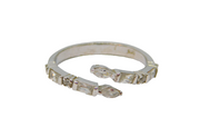 Sterling Silver Paste Set Cross Over Split Band Dress Ring Vintage c1970 Size O