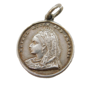 Queen Victoria Sterling Silver 'In Memoriam' Fob Charm Antique 1901
