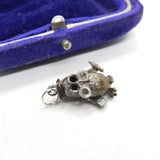 Sterling Silver Wise Owl with Birds in the Eyes Charm Pendant Vintage c1970