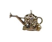 Sterling Silver CHIM Watering Can With Flower Charm Pendant Vintage c1970s