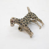 Victorian Sterling Silver & Black-Dot Paste Set Hound Brooch Antique c1880s