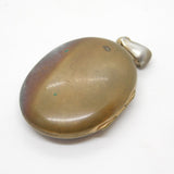 Victorian Sterling Silver Fronted Brass Large Floral Locket Pendant Antique 1860