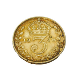 King George V .925 Silver Gilded Threepence Coin Antique 1920
