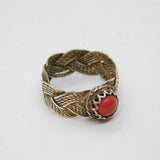 Sterling Silver Cabochon Red Agate Braid Effect Ring Vintage c1970 Size J 1/2