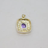 Sterling Silver Faceted Amethyst Eastern Style Charm Pendant Modern c1990s