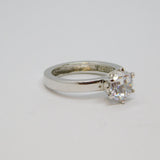 Sterling Silver Paste Set Solitaire Engagement Ring Vintage c1970 Size L