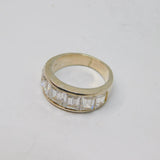 Sterling Silver Paste Set Graduating Half Eternity Ring Vintage c1970 Size P 1/2