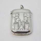 Sterling Silver Golf Interest Sporting Vesta Case Vintage c1970
