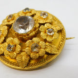19th Century Gold Plated, Paste Set Mourning Brooch Antique c1860s