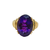 Sterling Silver Gilt Faceted Amethyst Cocktail Ring Vintage c1970 Size P 1/2