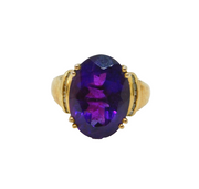 Sterling Silver Gilt Faceted Amethyst Cocktail Ring Vintage c1970 Size P 1/2