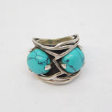Taxco Sterling Silver & Howlite Set Statement Ring Vintage c1970s