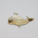 'Alpaca Mexico' Silver Tone Abalone Shell Whale Fish Brooch Pin Vintage c1990