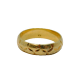 Sterling Silver Gilt Floral Pattern Wedding Band Ring Modern c1990 Size N