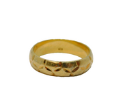 Sterling Silver Gilt Floral Pattern Wedding Band Ring Modern c1990 Size N