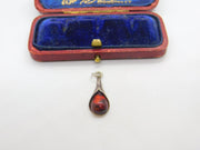Sterling Silver and Red Glowing Glass Charm Pendant Vintage c1970
