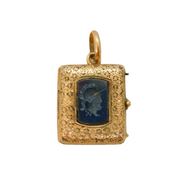 19th Century 9ct Gold & Carved Hematite Centurion Locket Antique c1840s