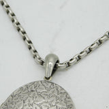 Victorian Sterling Silver Back & Front Ivy Leaf Locket Necklace Antique c1880