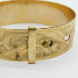 20th Century Rolled Gold Floral Cuff Bangle Bracelet Antique c1920s