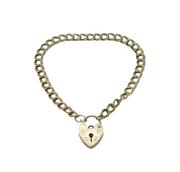 Sterling Silver Heart Padlock Clasp Double Curb Charm Bracelet Vintage c1970s