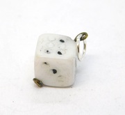 20th Century Carved White Glass Lucky Dice Charm Pendant Antique c1920 Deco