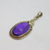 Sterling Silver Cabochon Amethyst Studio Style Pendant Vintage c1970