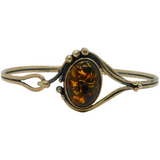 Sterling Silver Baltic Amber Boho Style Studio Bangle Bracelet Vintage c1970s