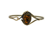 Sterling Silver Baltic Amber Boho Style Studio Bangle Bracelet Vintage c1970s