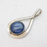 Studio Sterling Silver & Blue Hardstone Drop Pendant Vintage c1980s