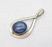 Studio Sterling Silver & Blue Hardstone Drop Pendant Vintage c1980s