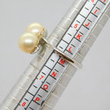 Sterling Silver Double Pearl Twist Front Dress Ring Modern c1990 Size L 1/2