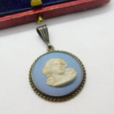 Sterling Silver Wedgwood Jasperware Classical Charm Pendant Vintage c1970