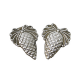Pair of Sterling Silver Pineapple Form Clip-On Earrings Vintage c1970