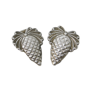 Pair of Sterling Silver Pineapple Form Clip-On Earrings Vintage c1970