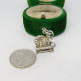Sterling Silver Spinning Wheel Charm Pendant Vintage c1970