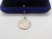 Sterling Silver King Edward VII Threepence Coin Charm Pendant Antique 1908