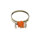 Sterling Silver Carved Coral Rose Flower Dress Ring Antique c1930 Size L 1/2
