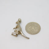 Sterling Silver Kangaroo With Joey Charm Pendant Vintage c1970