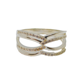 Sterling Silver Stylised Infinity Symbol CZ  Dress Ring Vintage c1990 Size R 1/2