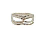 Sterling Silver Stylised Infinity Symbol CZ  Dress Ring Vintage c1990 Size R 1/2