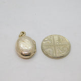 Sterling Silver Floral Pattern Small Oval Locket Charm Pendant Vintage c1970