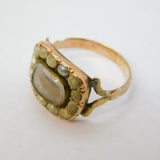 George III 9ct Yellow Gold, Seed Pearl & Hair Set Mourning Ring Antique c1800s