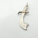 Sterling Silver Eastern Scimitar Sword Style Charm Pendant Vintage c1970