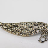 20th Century Sterling Silver, Enamel & Paste Set Peacock Brooch Antique c1930s