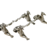 19th Century Pair of Cast .900 Silver Greyhound & Hunting Crop Cutlery Rests